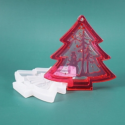 White Christmas Tree Silicone Molds, Pendant Resin Casting Molds, For UV Resin, Epoxy Resin Jewelry Making, White, 115x113x15mm