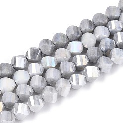 Светло-серый Антикоррозийные гальванические стеклянные бусины, имитация драгоценных камней, твист, с покрытием AB цвета, граненые, два тона, светло-серый, 5~5.5x6~6.5x6~6.5 мм, отверстие : 1 мм, около 67~68 шт / нитка, 14.76~15.16 дюйм (37.5~38.5 см)