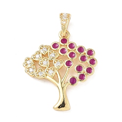 Серо-розавый Латунные микропаве прозрачные подвески с фианитом, без кадмия и без свинца, дерево, с эмалью, реальный 18 k позолоченный, увядшая роза, 25x21.5x3 мм, отверстие : 3x6 мм