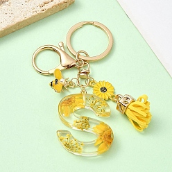 Letter S Брелок из эмали и смолы, с застежкой из сплава и железными кольцами, 60 мм