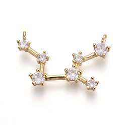 Дева Латунные микро проложить кубического циркония подвески, двенадцать созвездий, золотые, Дева, 16~19x22~25x3~3.5 мм, отверстие : 1.5 мм