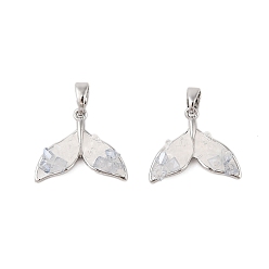 Платина Латунь стекло кулоны, русалка хвост, платина, 15x18x5 мм, отверстие : 5x2 мм