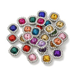 Platinum Acrylic Rhinetsone Cabochons, with ABS Plastic, Square, Platinum, 13.5x13.5x5.5mm