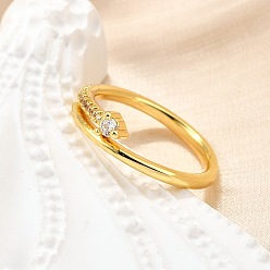Настоящее золото 18K Кольца для женщин с микропаве из латуни и прозрачными кубическими цирконами, без кадмия, без никеля и без свинца, реальный 18 k позолоченный, размер США 7 (17.3 мм)