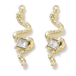 Золотой Подвески из сплава со стразами, без свинца, без кадмии и без никеля, змея, кристалл, золотые, 37x12.5x4.5 мм, отверстие : 1.5 мм