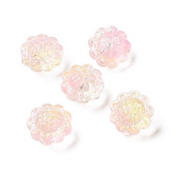 Pink Transparent Spray Painted Glass Beads, Sunflower, Pink, 15x10mm, Hole: 1.2mm