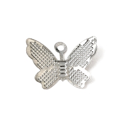 Platin Farbe Eisen Anhänger & Charms, Schmetterlings-Charme, Platin Farbe, 11x15x0.5~2.5 mm, Bohrung: 1.4 mm