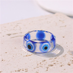 Evil Eye Прозрачные кольца из смолы для женщин, злые глаза, внутренний диаметр: 17 мм
