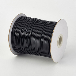 Black Eco-Friendly Korean Waxed Polyester Cord, Black, 1.5mm, about 169.51~174.98 Yards(155~160m)/Roll