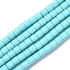 Pale Turquoise Handmade Polymer Clay Bead Strands, Column, Pale Turquoise, 6.5x6mm, Hole: 1.2mm, about 61pcs/strand, 15.75 inch(40cm)