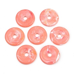 Светло-Коралловый Непрозрачные акриловые подвески, имитирующие нефрит, пончики, свет коралловый, 37x6.5 мм, отверстие : 8 мм, Около 180 шт / 500 г