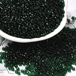 Темно-Зеленый Прозрачные цветные стеклянные круглые бусины, темно-зеленый, 2~2.5x1.5 мм, отверстие : 1 мм, Около 28125 шт / фунт