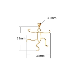 Золотой Латуни кабошон настройки подвески, человек, золотые, 33x33 мм, отверстие : 3.5 мм