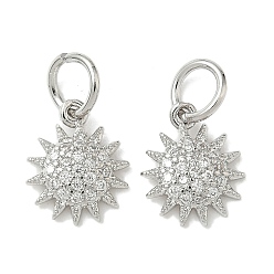 Платина Латунные микро проложить кубического циркония подвески, солнечные чары, стойки покрытие, долговечный, с целью перехода в кольце, платина, 10.5x9.5x2.3 мм, отверстие : 4 мм