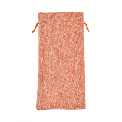 Коралловый Прямоугольные полиэстеровые упаковочные мешки, имитирующие мешковину, шнурок сумки, пакеты для бутылок, коралл, 36~36.5x16.5~17x0.3 см