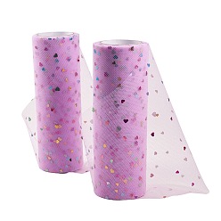 Plum Heart Glitter Sequin Deco Mesh Ribbons, Tulle Fabric, Tulle Roll Spool Fabric For Skirt Making, Plum, 6 inch(15cm), about 10yards/roll(9.144m/roll)