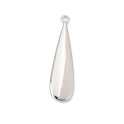 Platinum Brass Pendants, Teardrop Charms, Platinum, 24x6x1.4mm, Hole: 1mm