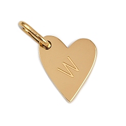 Letter W 304 прелести нержавеющей стали, с прыжковых колец, сердце с подвесками в виде букв, золотые, Буква W, 10x8.5x1.5 мм, отверстие : 4x2.5 мм