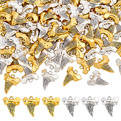 Plata Antigua & Oro Antiguo 80 piezas 2 colores colgantes de aleación con forma de pétalo estilo tibetano, sin plomo y cadmio, plata antigua y oro antiguo, 22x19x5.5 mm, agujero: 2 mm, 40 piezas / color