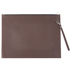Кокосово-Коричневый Прямоугольная сумка для документов из искусственной кожи для совещаний, карманы для файлов, с молнией из сплава, кокосового коричневый, 263x346x2 мм