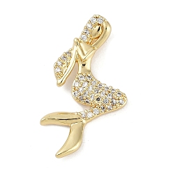 Настоящее золото 18K Стойка металлическая латунная микропрофилированная кубическая циркония подвески, без свинца и без кадмия, долговечный, русалка прелести, реальный 18 k позолоченный, 26.5x14.5x5.5 мм, отверстие : 4.5 мм