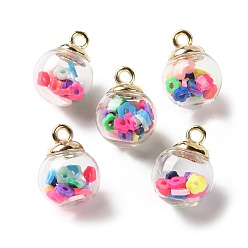 Цветок Стеклянные подвески, круглые, с ccb и полимерной глиной ручной работы, цветок, 21.5x16 мм, отверстие : 2.5 мм