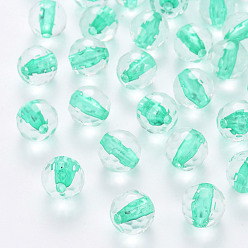 Turquoise Transparent Acrylic Beads, Round, Faceted, Turquoise, 12x11.5mm, Hole: 1.8mm, about 550pcs/500g