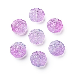 Фиолетовый Спрей окрашены прозрачные стеклянные бусины, цветочный шарм, фиолетовые, 15x15x6 мм, отверстие : 1.2 мм
