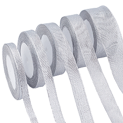 Gainsboro 5 Roll 5 Size Polyester Ribbon, for Gift Wrapping, Wedding, Brithday Party, Floral Bows Crafts Decoration, Gainsboro, 1Roll/size