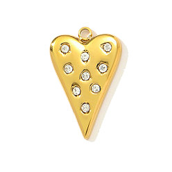 Кристалл 304 из нержавеющей стали горный хрусталь подвески, сердце прелести, ионное покрытие (ip), реальный 18 k позолоченный, кристалл, 19x12 мм