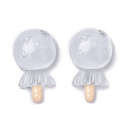 Light Grey Resin Cabochons, Lollipop with Star, Light Grey, 27.5x16x8mm