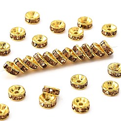 Светлый Колорадский Топаз Латунь марки А горный хрусталь Spacer бисер, с золотым покрытием, рондель, без никеля , lt.col.topaz, 6x3 мм, отверстие : 1 мм