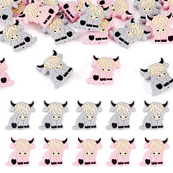 (52) Непрозрачная лаванда 20 шт 2 цвета силиконовые бусины, крупный рогатый скот, разноцветные, 28.5x27 мм, 10 шт / цвет