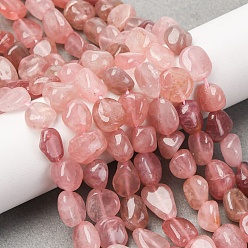 чертополох Природного розового кварца нитей бисера, самородки, упавший камень, чертополох, 8~13x8~10x3~8 мм, отверстие : 1 мм, около 49~50 шт / нитка, 15.55~15.75'' (39.5~40 см)