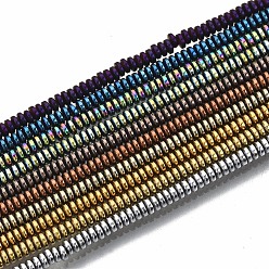 Mixed Color Electroplate Non-magnetic Synthetic Hematite Beads Strands, Flat Round/Disc, Mixed Color, 2x1mm, Hole: 0.8mm, about 450~456pcs/strand, 15.75 inch~15.94 inch(40cm~40.5cm)