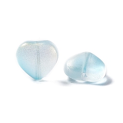 Темно-бирюзовый Гальваника из матового стекла, сердце, темные бирюзовый, 10x10x5 мм, отверстие : 1 мм