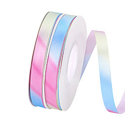 Разноцветный Полиэфирная лента, атласная лента для упаковки подарочных коробок, аксессуары, красочный, 3/8 дюйм (10 мм), около 25.00 ярдов (22.86 м) / рулон