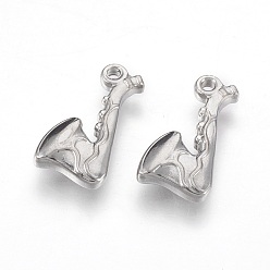 Stainless Steel Color Tarnish Resistant 201 Stainless Steel Pendants, Pipe, Stainless Steel Color, 16x8.5x3mm, Hole: 1.5mm