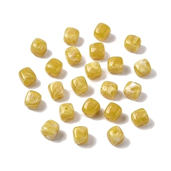 (932FM) Темно-синий аква-матовый с подкладкой Непрозрачные акриловые бусины, имитация драгоценных камней, кубические, два тона, темно-золотистые, 17x15.5x15.5 мм, отверстие : 3 мм, 143 шт / 500 г