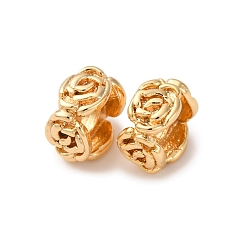 Настоящее золото 18K Латунные бусины, без кадмия, без никеля и без свинца, роза, реальный 18 k позолоченный, 7.5x7.5x4.5 мм, отверстие : 3.3 мм