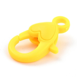 Yellow Plastic Lobster Claw Clasps, Heart, Yellow, 22.5x13x6.5mm, Hole: 3mm