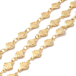 Настоящее золото 18K Латунные цепи с овальными и ракушечными звеньями, пайки, с катушкой, без кадмия, без никеля и без свинца, реальный 18 k позолоченный, ссылка: 11x7x1.5 mm, 4x2.5x0.5 мм