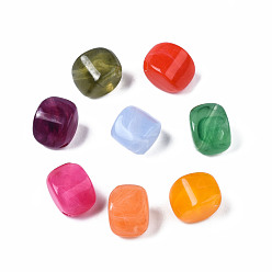 Gemischte Farbe Acryl-Perlen, Nachahmung Edelstein-Stil, Karo, Gemischte Farbe, 12x12x8 mm, Bohrung: 1.8 mm, ca. 830 Stk. / 500 g