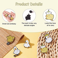 Mixed Color 5Pcs 5 Style Cartoon Duck Enamel Pins, Electrophoresis Black Alloy Animal Brooches for Backpacks Clothes Jackets Hats, Mixed Color, 26~27.5x19.5~22mm, 1Pc/style