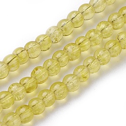 Light Khaki Crackle Glass Beads Strands, Round, Light Khaki, 4~5mm, Hole: 1.2mm, about 101pcs/strand, 14.3 inch(36.5cm)