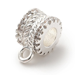 Серебро Колонна латунь микро паве кубический цирконий трубки поручни, долговечный, без кадмия и без свинца, серебряные, 10.5x8x6 мм, отверстие : 1.5 мм, внутренний диаметр: 3.6 мм