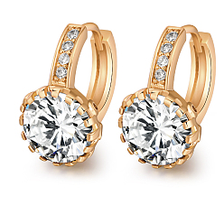 Кристалл Позолоченные серьги-кольца с идеальным дизайном из латуни со стразами, кристалл, 9 мм