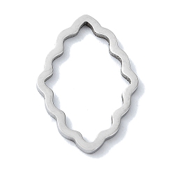 Нержавеющая Сталь Цвет Не тускнеет 304 соединительные кольца из нержавеющей стали, ромб, цвет нержавеющей стали, 17.5x12x1 мм