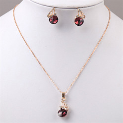 Сиамский Ожерелья и серьги-гвоздики с подвесками в виде бабочек и плоских круглых сплавов со стразами, золотые, Сиам, 450 мм