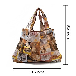 Dog Foldable Eco-Friendly Nylon Grocery Bags, Reusable Waterproof Shopping Tote Bags, with Pouch and Bag Handle, Dog Pattern, 52.5x60x0.15cm